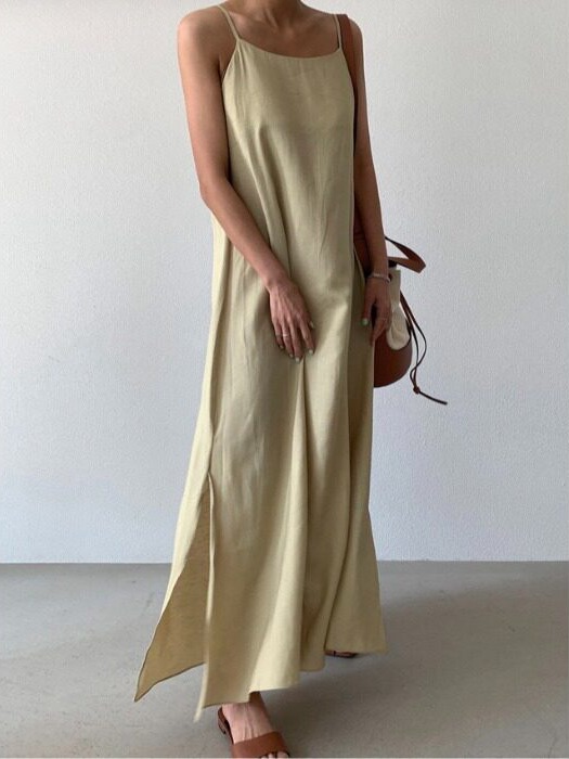 Korean Daily Lifestyle - Zweifarbiges, schlichtes, trägerloses Kleid im koreanischen