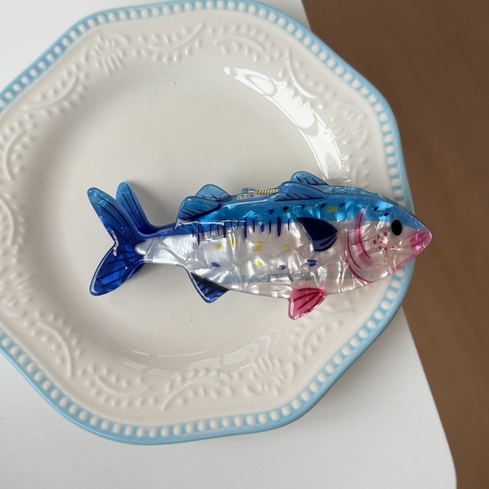 Korean Women Lifestyle - Haarspange Meeres-Tier-Haarklammer Thunfisch PVC Meereslebewesen Fisch-Haarspange
